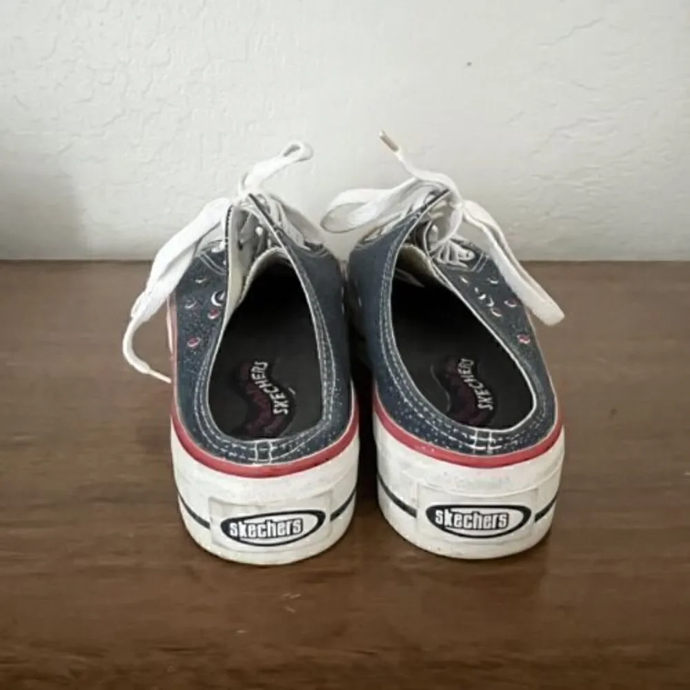 VTG Y2K Skechers Somethin’ Else Platform Mules Slip On USA FLAG RARE size 8.5